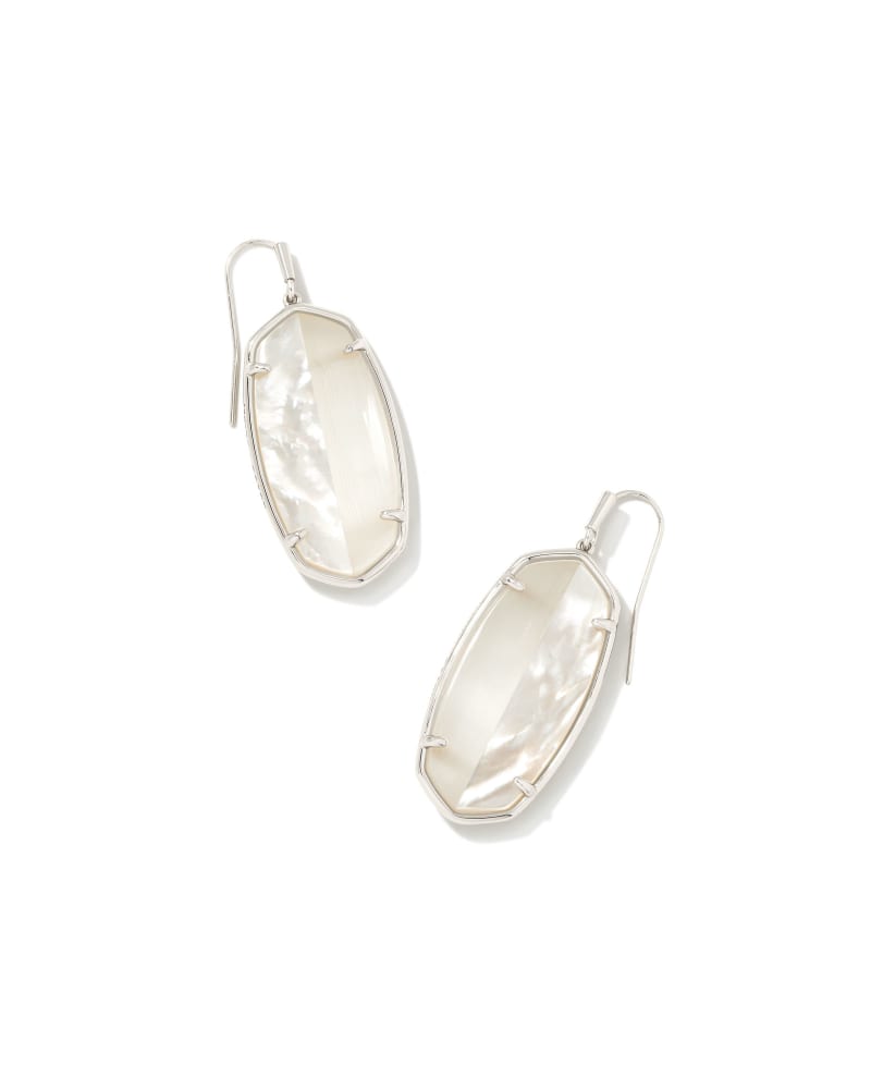 Elle Silver Intarsia Drop Earrings in White Intarsia image number 0